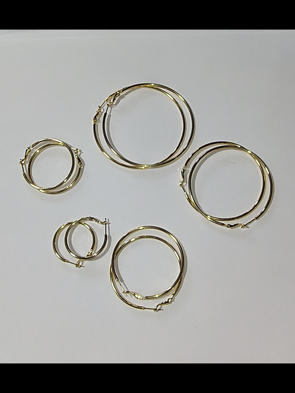 Set Of Five Pairs Gold-Plated Stainless Steel Hoop Earrings